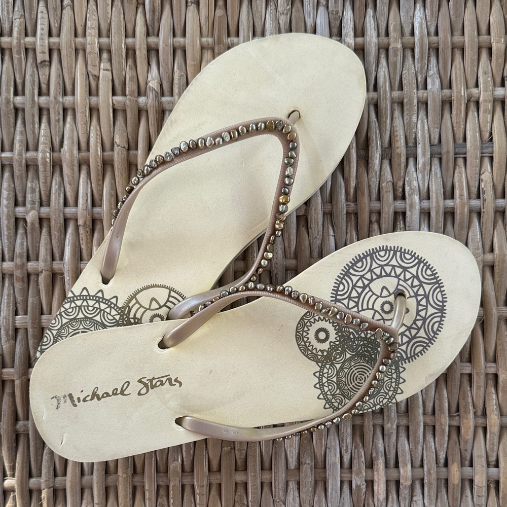 Michael Stars Lt. Beige Embellished Sandals Size 9-10